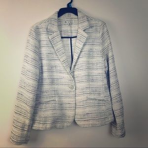 Cabi Tweed Work Blazer White Single Button Sz 12